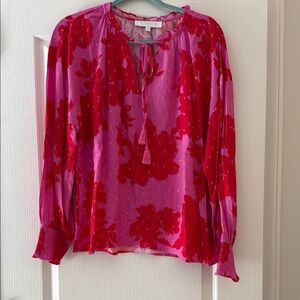 Floral Red and Pink Women's Top